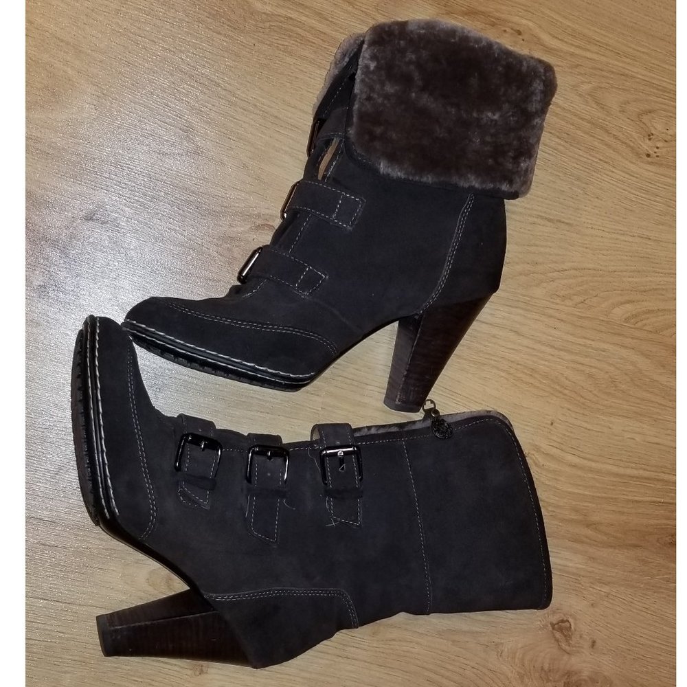 Sofft Skagen Suede & Shearling real Fur Midcalf Bo